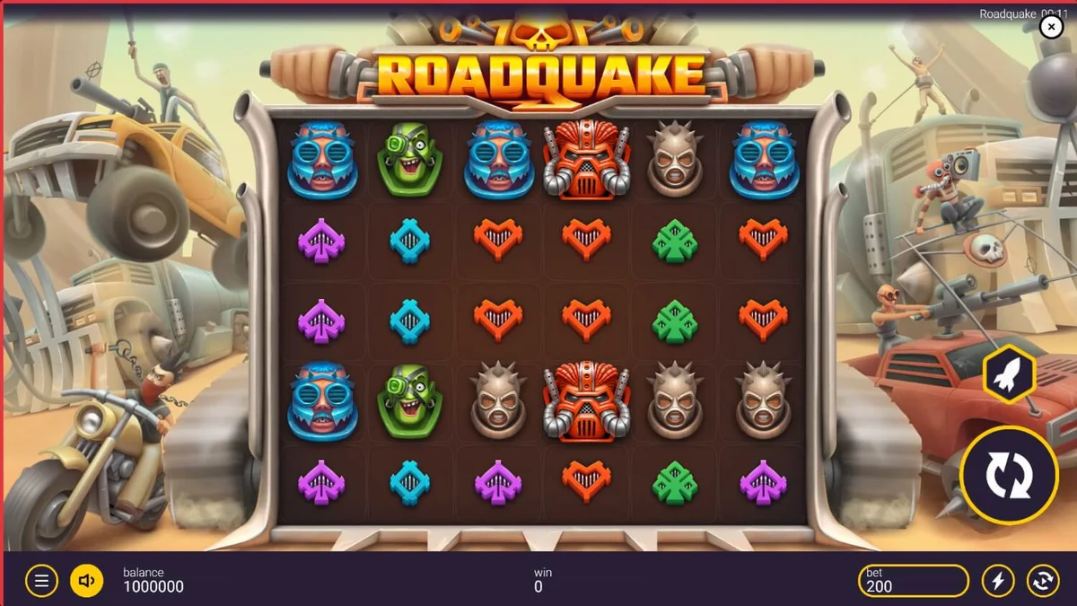 Cenário de batalha em estrada pós-apocalíptica do jogo Roadquake